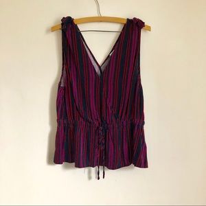 Stripped Tank Top with Drawstring Waist